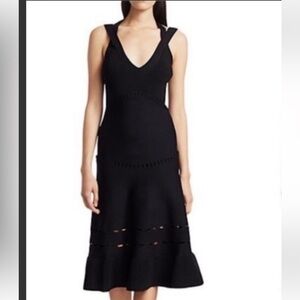 Alexis Betty Black Laser Cut Fitted Scuba Bandage Sleeveless LBD Dress XS